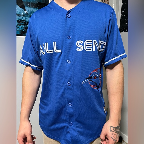 Full Send Nelk Boys Blue Jays Style Lightweight Blue Baseball Jersey Mens - Picture 1 of 3